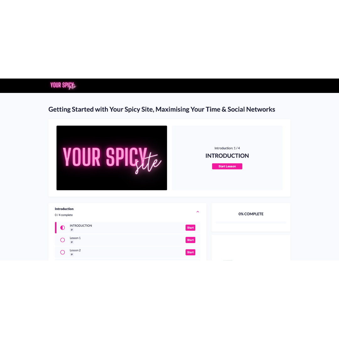 Online Course - Getting Started with Your Spicy Site, Maximising Your Time & Social Networks